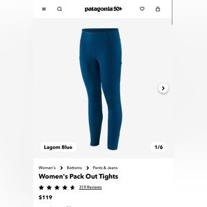 Patagonia Pack Out Tights, size large, Lagom Blue